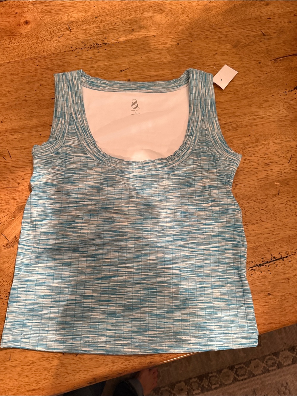 Lou & Grey Light Blue Space-Dye Scoop Neck Tank